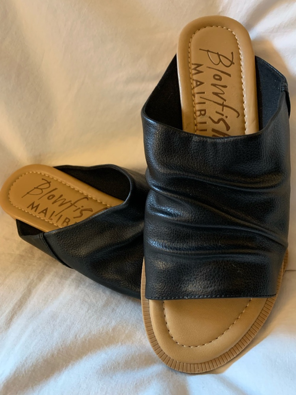Blowfish Malibu black faux leather 'Atlantah' sandals/slides